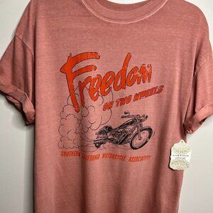 Altar'D State Freedom on Two Wheels Boyfriend Tee Size M in Dusty Pink